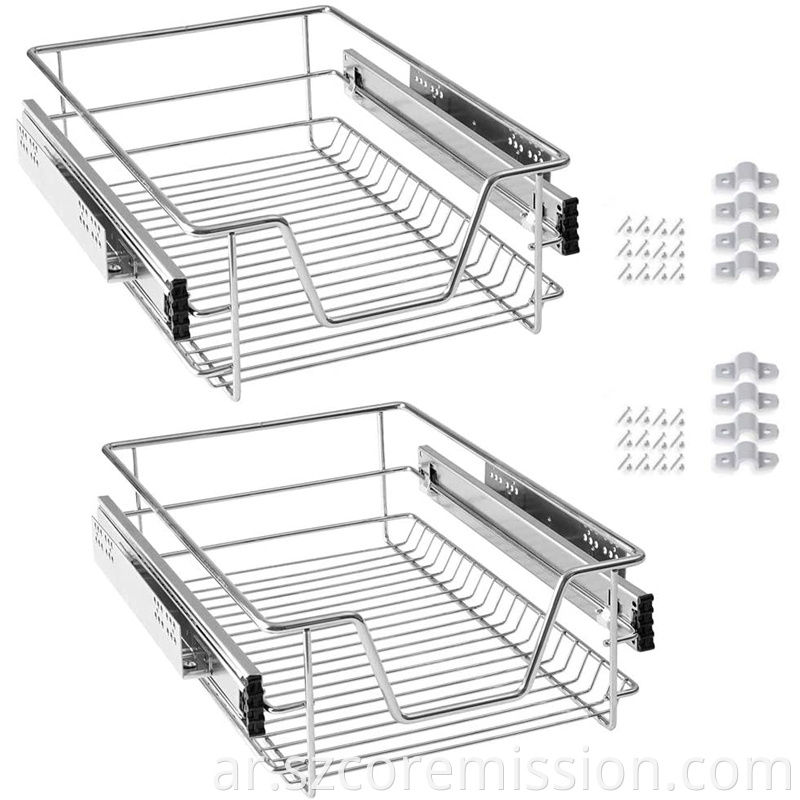 Chrome-coated Pull-out Storage Telescopic Kitchen Basket